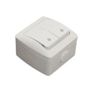 Фото ABB Eva 554-011500-211 Выключатель двухклавишный (10 А, в сборе, IP54, проходная, о/у, серый)