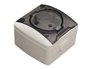 Фото ABB Eva 554-011500-218 Розетка (10 А, IP54, в сборе, крышка, о/у, з/к, серый)