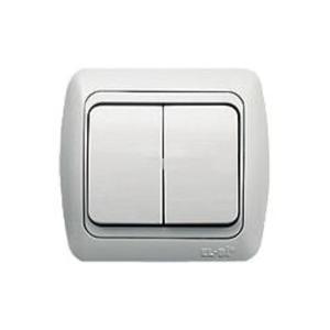 Фото ABB Tuna 502-010202-202 Выключатель двухклавишный (10 А, в сборе, с/у, белый)