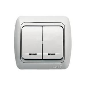 Фото ABB Tuna 502-010202-203 Выключатель двухклавишный (10 А, в сборе, подсветка, с/у, белый)