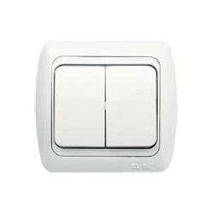 Фото ABB Tuna 502-010202-211 Выключатель двухклавишный (10 А, в сборе, проходная, с/у, белый)