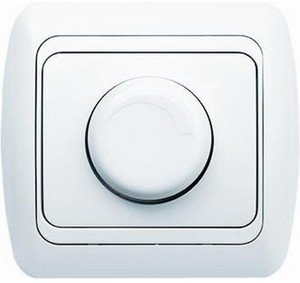 Фото ABB Tuna 502-000202-112 Светорегулятор поворотный (800 Вт, под рамку, с/у, белый)