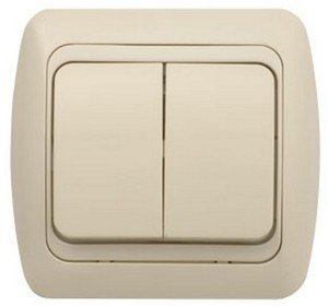 Фото ABB Tuna 502-010303-202 Выключатель двухклавишный (10 А, в сборе, с/у, кремовый)