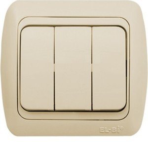 Фото ABB Tuna 502-010303-254 Выключатель трехклавишный (10 А, в сборе, с/у, кремовый)
