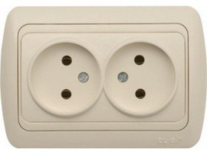 Фото ABB Tuna 502-000303-908 Розетка двойная (10 А, в сборе, с/у, без з/к, кремовый)
