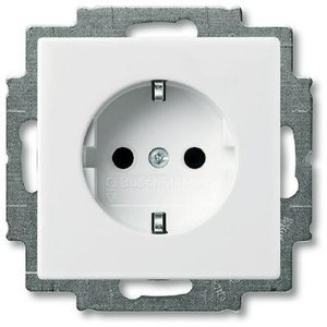 Фото ABB Zena 609-010200-243 Розетка (16 А, под рамку, шторки, с/у, з/к, белый)
