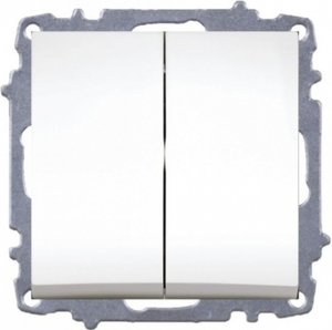 Фото ABB Zena 609-010200-211 Выключатель двухклавишный (10 А, под рамку, проходная, с/у, белый)