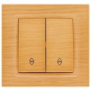 Фото ABB Zena 609-012700-211 Выключатель двухклавишный (10 А, под рамку, проходная, с/у, дерево)