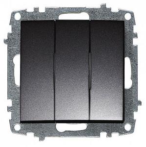 Фото ABB Zena 609-011100-202 Выключатель двухклавишный (10 А, под рамку, с/у, дымчатый)