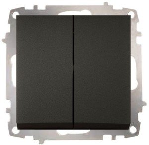 Фото ABB Zena 609-011100-211 Выключатель двухклавишный (10 А, под рамку, проходная, с/у, дымчатый)