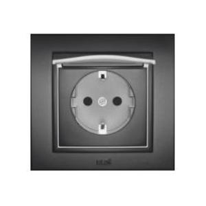 Фото ABB Zena 609-011100-218 Розетка (10 А, под рамку, крышка, с/у, з/к, серый)