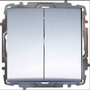 Фото ABB Zena 609-011000-202 Выключатель двухклавишный (10 А, под рамку, с/у, серый)