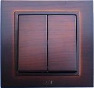 Фото ABB Zena 609-012900-211 Выключатель двухклавишный (10 А, под рамку, проходная, с/у, орех темный)