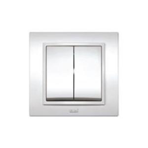 Фото ABB Zena 500-010200-202 Выключатель двухклавишный (10 А, в сборе, с/у, белый)