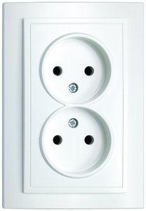 Фото ABB Zena 500-010200-908 Розетка двойная (10 А, в сборе, с/у, без з/к, белый)