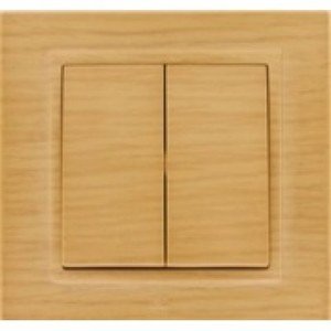 Фото ABB Zena 500-012700-202 Выключатель двухклавишный (10 А, в сборе, с/у, дерево)