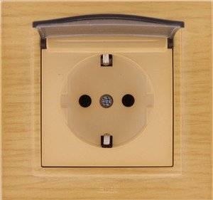 Фото ABB Zena 500-012700-218 Розетка (10 А, в сборе, крышка, с/у, з/к, дерево)