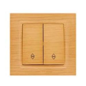 Фото ABB Zena 500-012800-202 Выключатель двухклавишный (10 А, в сборе, с/у, вишня)