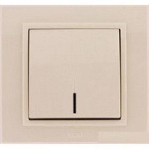 Фото ABB Zena 500-010300-201 Выключатель одноклавишный (10 А, в сборе, подсветка, с/у, кремовый)
