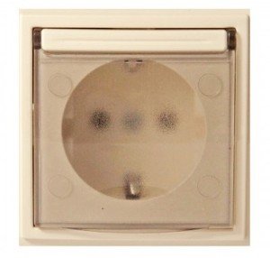 Фото ABB Zena 500-010300-218 Розетка (10 А, в сборе, крышка, с/у, з/к, кремовый)