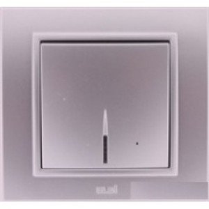 Фото ABB Zena 500-011000-201 Выключатель одноклавишный (10 А, в сборе, подсветка, с/у, серый)