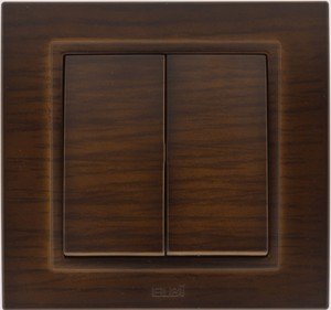 Фото ABB Zena 500-012900-202 Выключатель двухклавишный (10 А, в сборе, с/у, орех темный)