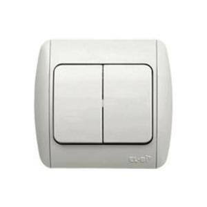 Фото ABB Zirve 501-010202-202 Выключатель двухклавишный (10 А, в сборе, с/у, белый)