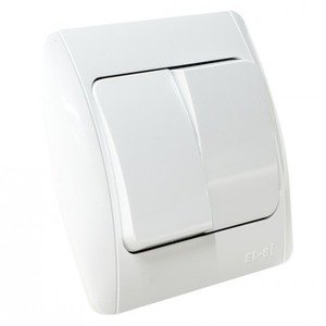 Фото ABB Zirve 501-010202-211 Выключатель двухклавишный (10 А, в сборе, проходная, с/у, белый)