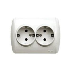 Фото ABB Zirve 501-000202-907 Розетка двойная (10 А, в сборе, с/у, з/к, белый)