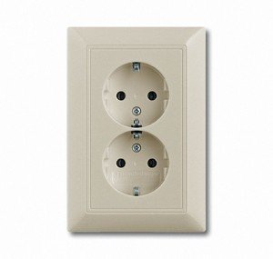 Фото ABB Zirve 501-000701-908 Розетка двойная (10 А, в сборе, с/у, без з/к, бук)