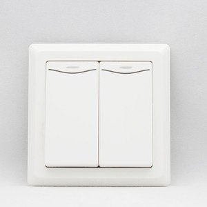 Фото ABB Zirve 501-010601-203 Выключатель двухклавишный (10 А, в сборе, подсветка, с/у, вишня)