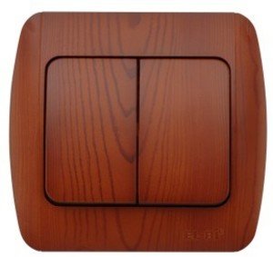 Фото ABB Zirve 501-010601-202 Выключатель двухклавишный (10 А, в сборе, с/у, вишня)