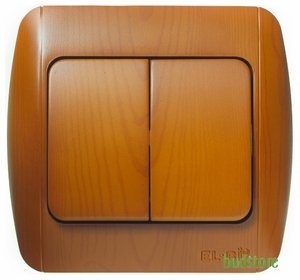 Фото ABB Zirve 501-010801-202 Выключатель двухклавишный (10 А, в сборе, с/у, дуб)