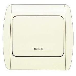 Фото ABB Zirve 501-010303-201 Выключатель одноклавишный (10 А, в сборе, подсветка, с/у, кремовый)