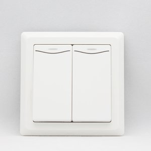 Фото ABB Zirve 501-011010-203 Выключатель двухклавишный (10 А, в сборе, подсветка, с/у, серый)