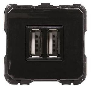 Фото ABB Niessen 2CLA818500A1001 Зарядное устройств USB (2хUSB. механизм, с/у, черный)