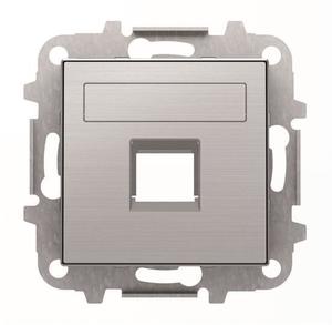 Фото ABB Sky Niessen 2CLA851810A1401 Крышка с суппортом розетки компьютерной/телефонной (RJ45/RJ12, нержавеющая сталь)