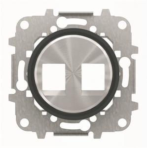 Фото ABB Sky Moon 2CLA861820A1501 Крышка розетки телефонной/компьютерной (2хRJ12/RJ45, хром/черное стекло)
