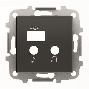 Фото ABB Sky Niessen 2CLA856830A1501 Крышка розетки телекоммуникационной (2х3.5 Jack + USB, черная)