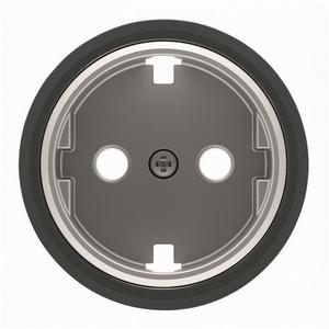 Фото ABB Sky Moon 2CLA868890A1501 Крышка "плоской" розетки (хром/черное стекло)