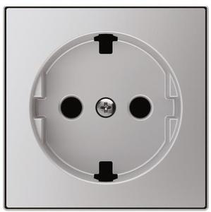Фото ABB Sky Niessen 2CLA858890A1301 Накладка розетки "плоской" SCHUKO (2P+E, серебро)