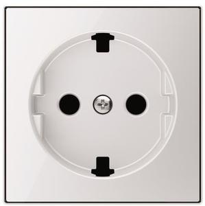 Фото ABB Sky Niessen 2CLA858890A2101 Накладка розетки "плоской" SCHUKO (2P+E, белое стекло)