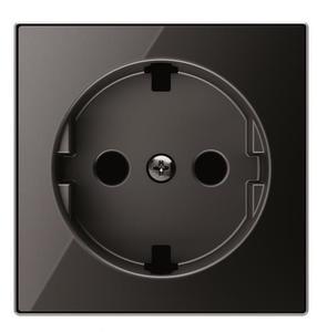 Фото ABB Sky Niessen 2CLA858890A2501 Накладка розетки "плоской" SCHUKO (2P+E, черное стекло)