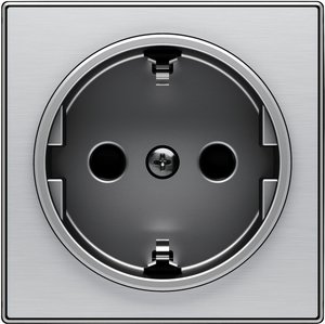 Фото ABB Sky Niessen 2CLA858800A1401 Накладка розетки SCHUKO (2P+E, нержавеющая сталь)