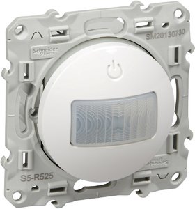 Фото Schneider Electric Odace S52R525 Датчик движения и присутствия (112°, трехпроводный, под рамку, с/у, белый)