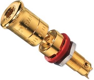 Фото Jung LPK63RT Разъём для акустики (RCA, механизм, с красным кольцом)