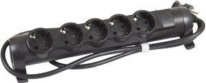 Фото Legrand 694607 "Комфорт" Сетевой фильтр 5-местный 1.5 м (с/з, 16 А, 3500 Вт, поворотный блок, черный)