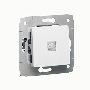 Фото Legrand Cariva 695933 Переключатель одноклавишный (10 А, подсветка, под рамку, с/у, белый)