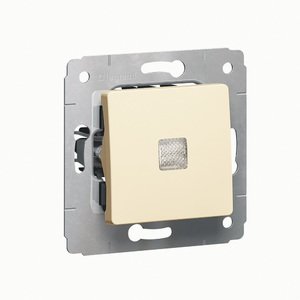 Фото Legrand Cariva 695903 Переключатель одноклавишный (10 А, подсветка, под рамку, с/у, бежевый)