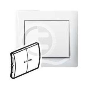 Фото Legrand Valena 696803 Выключатель 2-клавишный (10 А, в сборе, с/у, с подсветкой, белый)